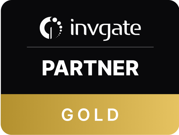 Emblema del programa de canal de InvGate, con la leyenda «InvGate Partner · Gold».